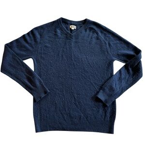 1901 Mens Medium Dark Blue Long Sleeve V-Neck Sweater 100% Cashmere!